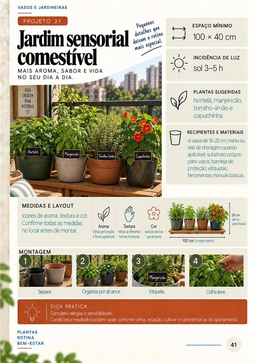 Jardim sensorial comestível
